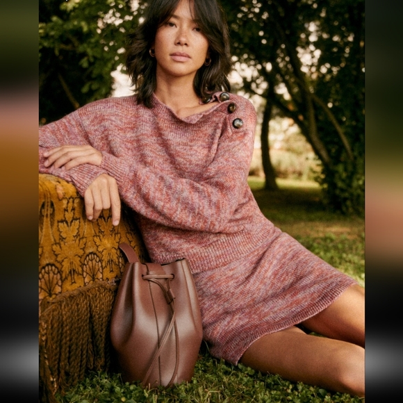Sezane Adda Pink Knit Short Wool Skirt